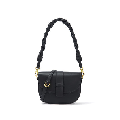 2026 New semi-circular saddle bag leather bag ladies casual single shoulder bag