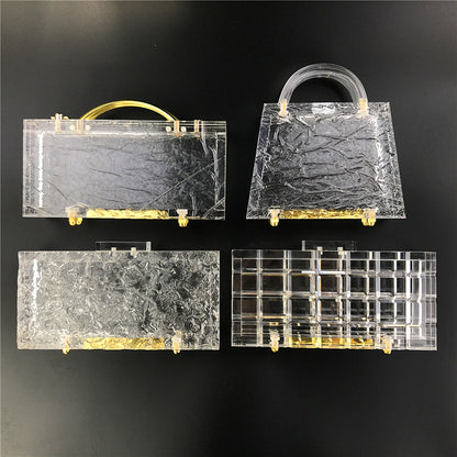 Dongguan Personalized Cracked Ice Pattern Transparent Clear Acrylic Handbag