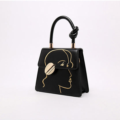 Fashion Knot Top-handle Character Printed Solid Color PU Leather Women Crossbody Handbag 2026