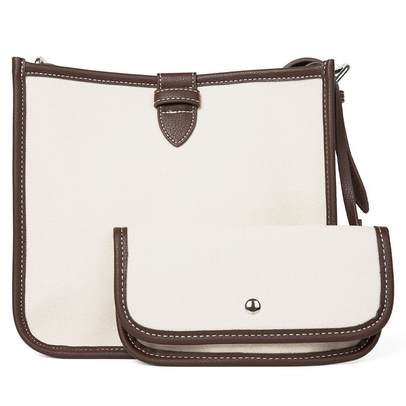 Hot Korean Style Ladies Canvas & Pu leather Shoulder Bag Women Handbag With Small Pouch