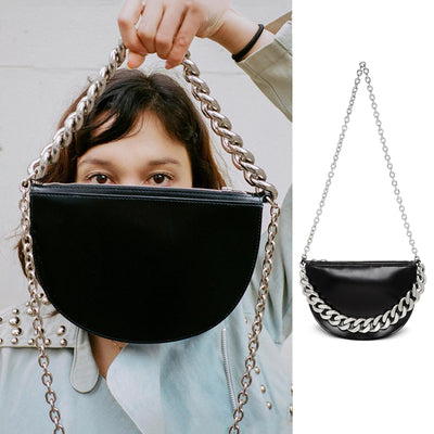 Semicircle shaped chunky chain luxury fashion woman crossbody shoulder bag