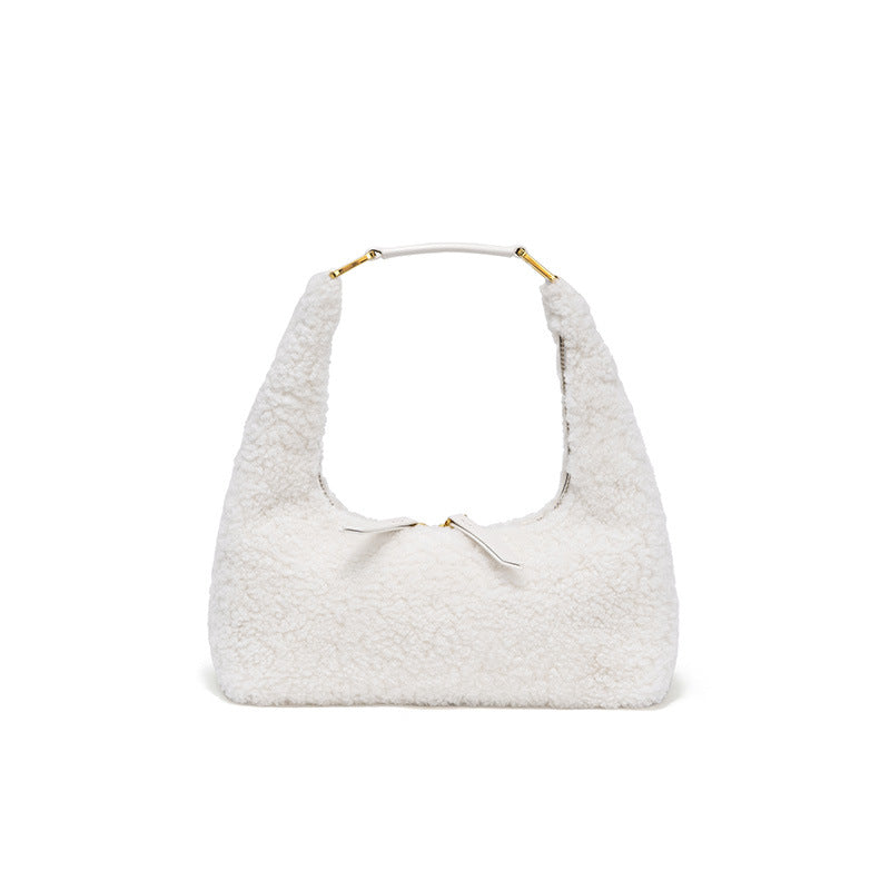 2026 Designer High Quality Cute Lamb Fur Hand Bag Crossbody Chain Bag for Ladies Soft Fluffy Lambwool Shoulder Bag
