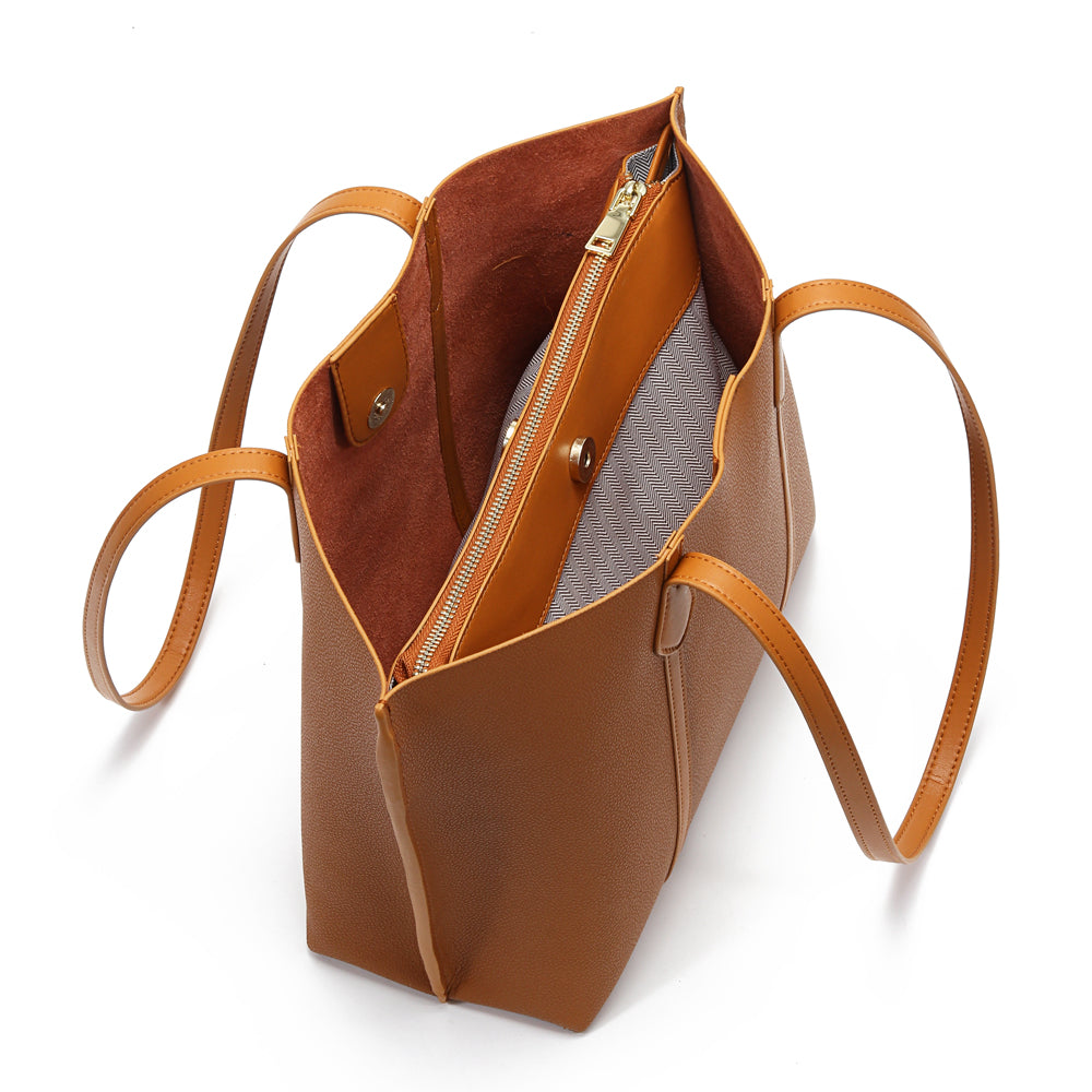 Minimalist Tote Bags With Purse Big Handbags for Women Genuine Leather Shopping Shoulder Bags