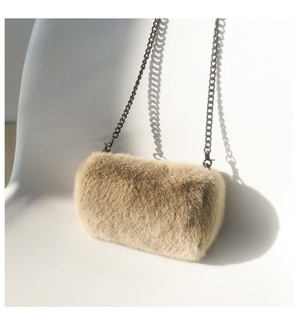 2026 new design plush bag one-shoulder cross-body pillow bag fashion trend chain furry small shoulder bag