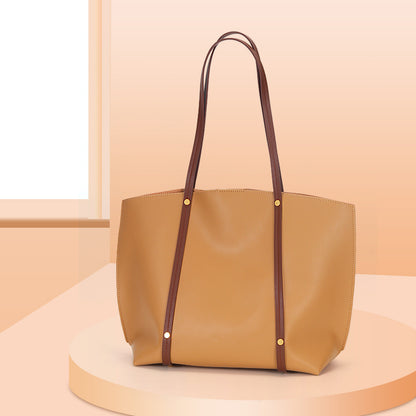 Large Capacity Handbag Women High Quality Stylish Rivet Personalized Leather Tote Bag