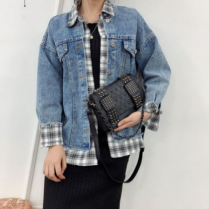 Women bag retro chain wrist fashion  women bag rivet skull woman shoulder straddle handbag