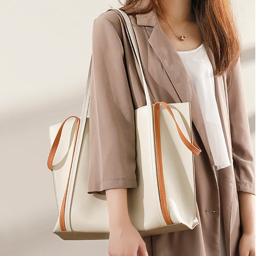 Double sided genuine cow leather bag for ladies new trendy shoulder tote bag luxury women’s handbag