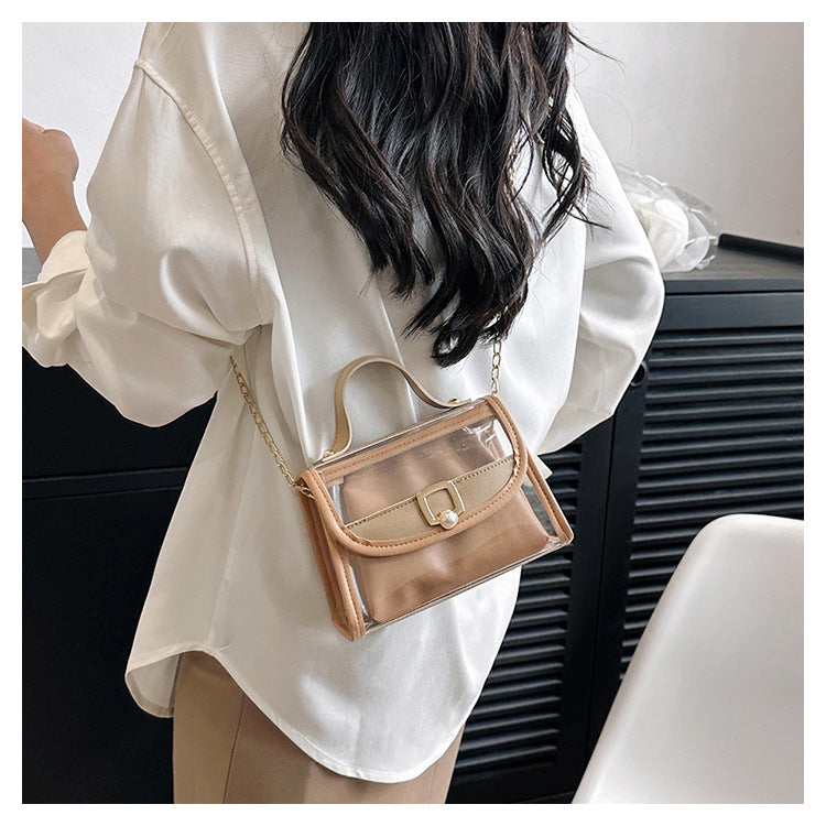 2026 Popular PVC Clear Bag Chain Women Messenger Bag Transparent Jelly Square Bag for Girls