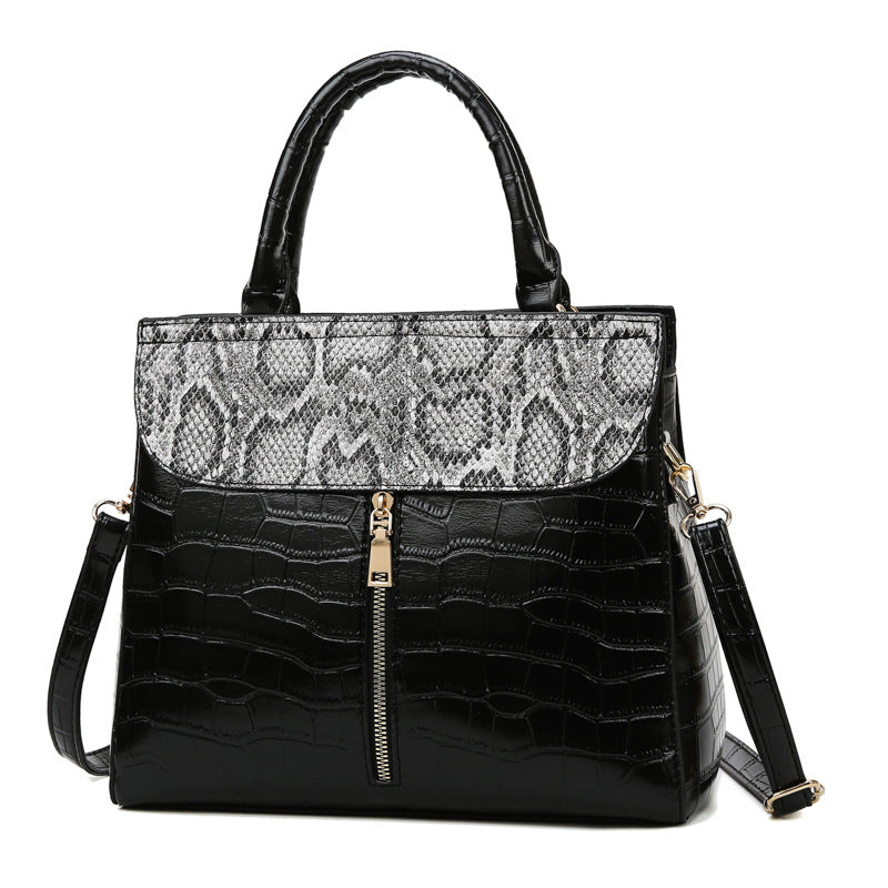 middle zipper design bag serpentine women handbag and purse