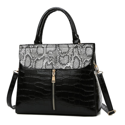 middle zipper design bag serpentine women handbag and purse