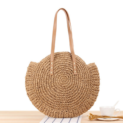 Women’s new beach woven bag Fashion casual women’s bag shoulder straw woven bag