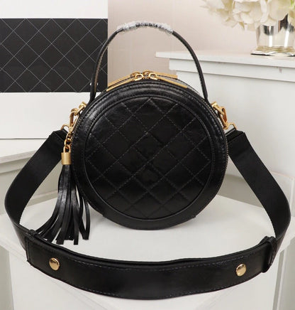 Black Leather Round Trending Designer Luxury Brand Bags Women Handbags Ladies