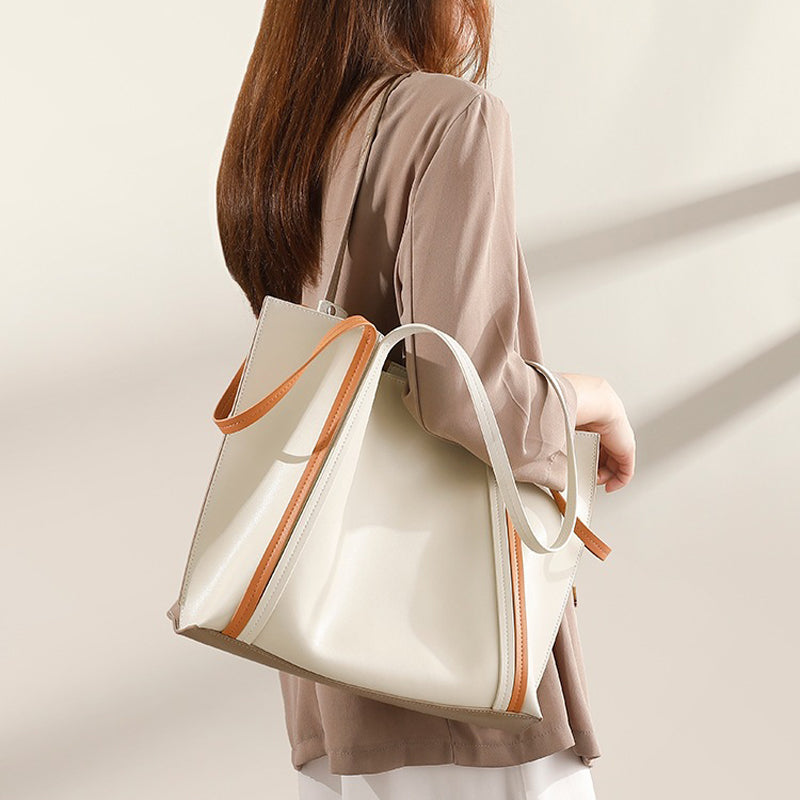 Double sided genuine cow leather bag for ladies new trendy shoulder tote bag luxury women’s handbag