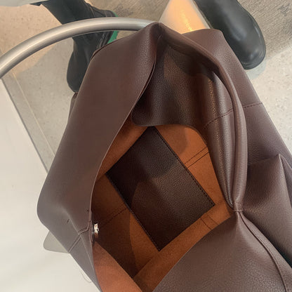 New soft pitot bag high-capacity single shoulder bag female bag minimalist style Pu leather