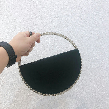Crystal Diamond-encrusted round clutch lady handbag fashion dinner bag