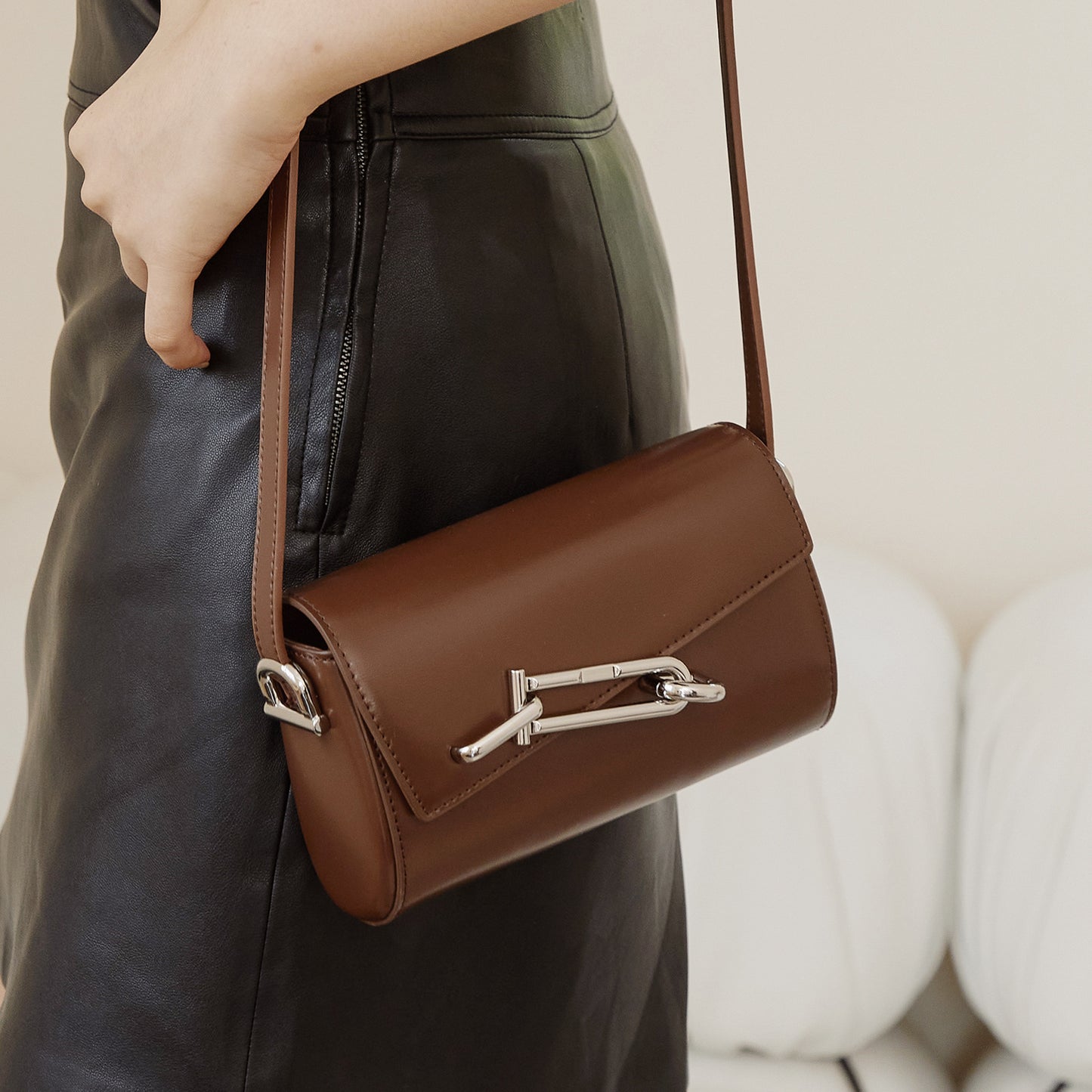 New Arrival Genuine Cow leather Handbag Small Square Lock Box Bag Women’s Crossbody Shoulder Bag