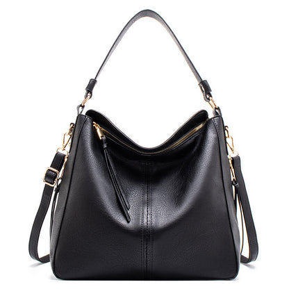 New single shoulder bag 2026 simple straddle hobo bag  oil Wax Tote handbag