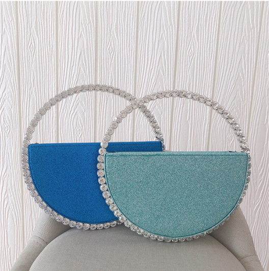 Crystal Diamond-encrusted round clutch lady handbag fashion dinner bag