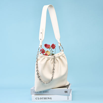 Spring 2026 genuine leather hand bag women real cowhide leather shoulder tote bag with chain ladies bag