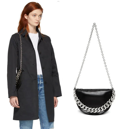 Semicircle shaped chunky chain luxury fashion woman crossbody shoulder bag