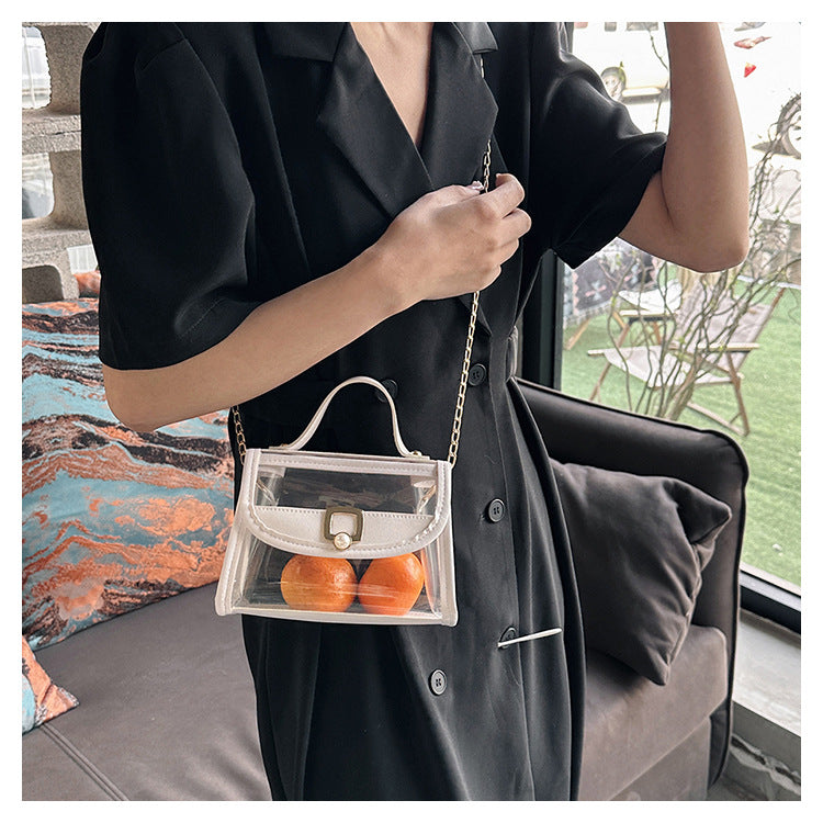 2026 Popular PVC Clear Bag Chain Women Messenger Bag Transparent Jelly Square Bag for Girls