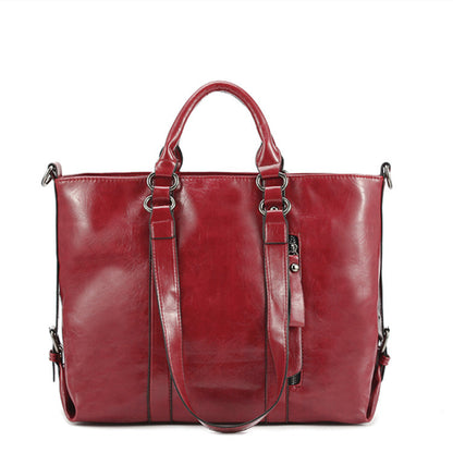 2026 new style oil wax leather bag fashionable handbag hobo shoulder messenger bag