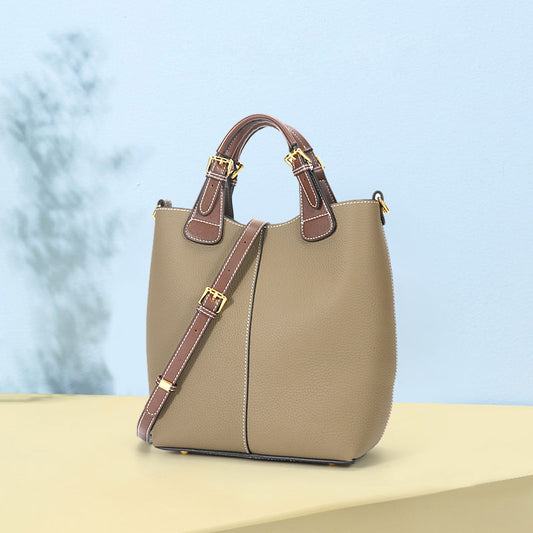 high quality Latest Bucket 2 In 1 Bag Sets Designer Women Leather Litchi grain Handbag