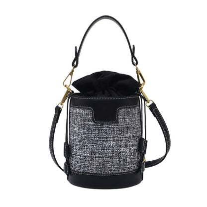 New Arrivals PU+ canvas Bucket Handbags For Women Drawstring Crossbody Bag Body Cross Purse