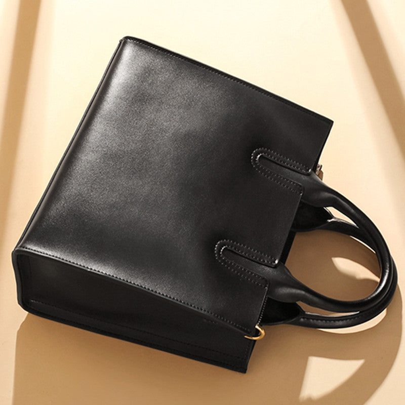 Fashion Minimalist Trendy Design Modern Big square bag Solid Zipper Frame Soft Genuine Leather