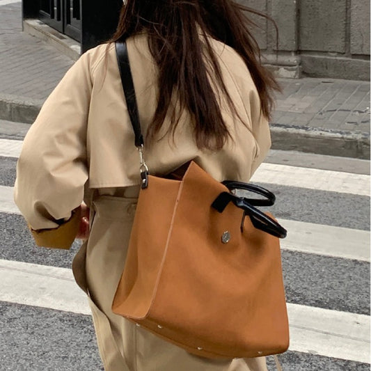 New Frosted high-capacity shoulder bag casual tote bag brown casual messenger briefcase