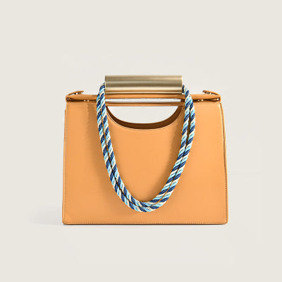 European and American style braided rope shoulder bag women’s large-capacity tote bag metal handle handbags