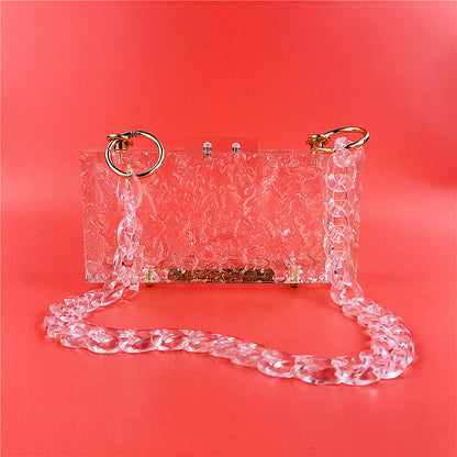 New Dinner Bag Transparent Ice Crack Acrylic Women’s Bag Crystal Clutch