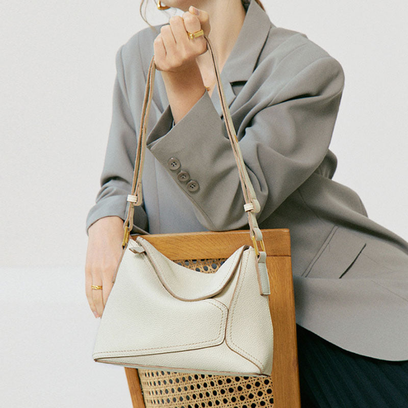 Women’s bag full grain cowhide leather shoulder tote bag armpit bag fashion simple style for ladies