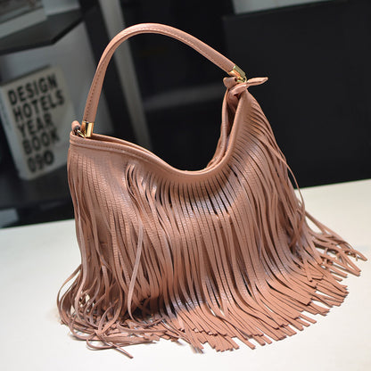 soft leather tassel bag handbag fashion woman bag shoulder cross-body handbag