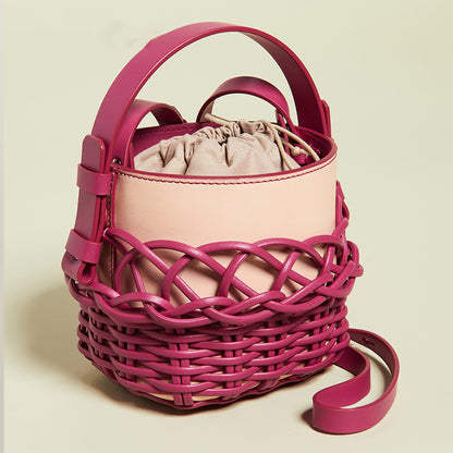 Weaving design Pu+ Canvas Vegetable Bucket Bag Luxury Designer Handbags