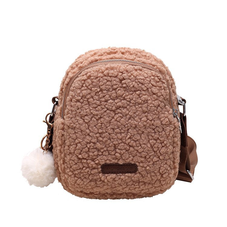 2026 New Design Small Plush Bag Fluffy Phone Pouch Faux Fur Ladies Modern Pocket Crossbody Fleece Bag