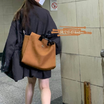 New Frosted high-capacity shoulder bag casual tote bag brown casual messenger briefcase