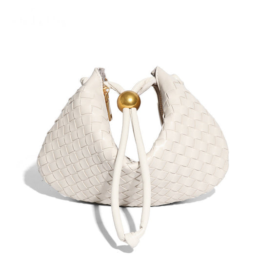 Fashion casual armpit bag ladies solid color single shoulder dumpling hobo woven bag for women