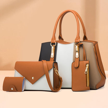 Stitching Handbags For Ladies Shoulder Bags Large Capacity Women Hand Bags 4 in 1