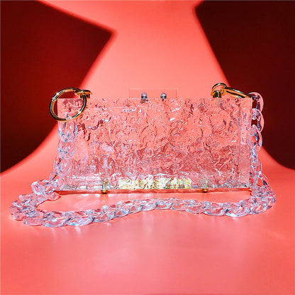 New Dinner Bag Transparent Ice Crack Acrylic Women’s Bag Crystal Clutch