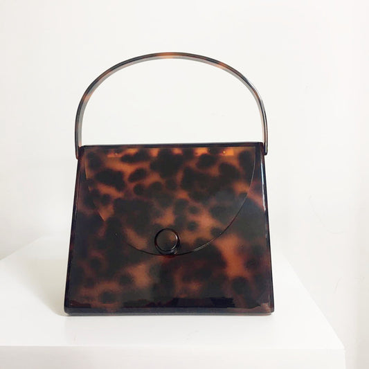 Luxury Retro Leopard Print Acrylic Bag Tortoiseshell Simple Square Evening Bag Clutch Women