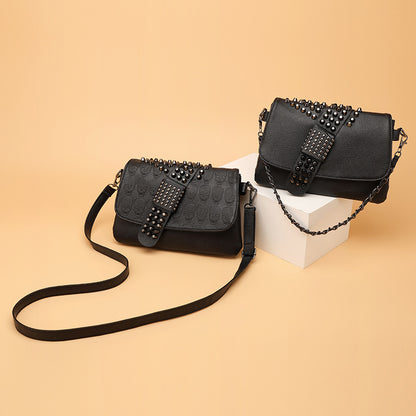 Chain women’s Bag 2026 female bag rivet black skull shoulder handbags oblique cross shoulder bag