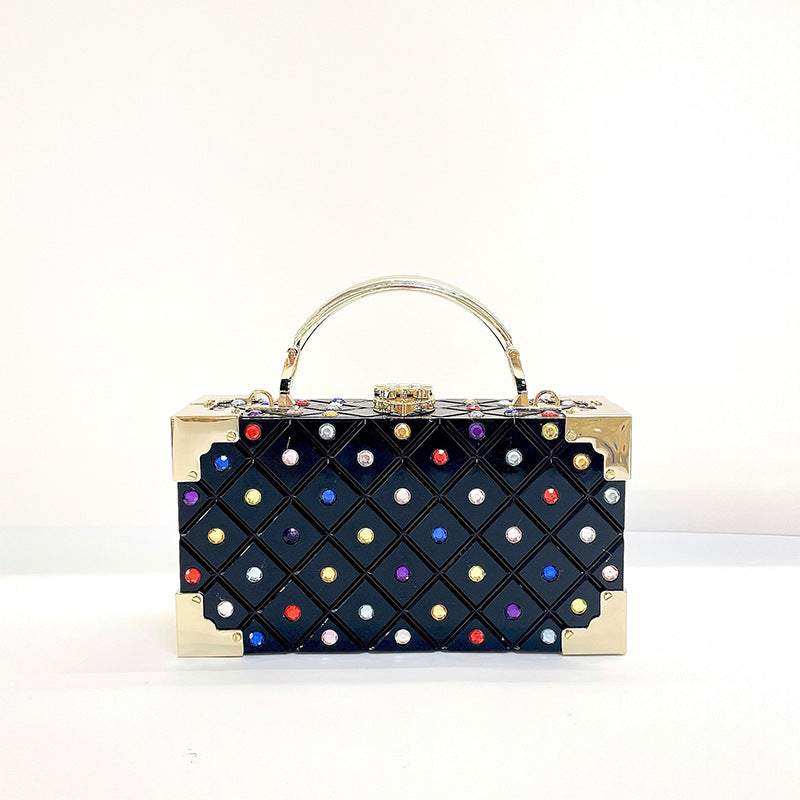 Luxury Party Prom Woman Acrylic Casual Box Clutch Purse Evening Bag 2 in 1