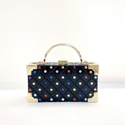 Luxury Party Prom Woman Acrylic Casual Box Clutch Purse Evening Bag 2 in 1