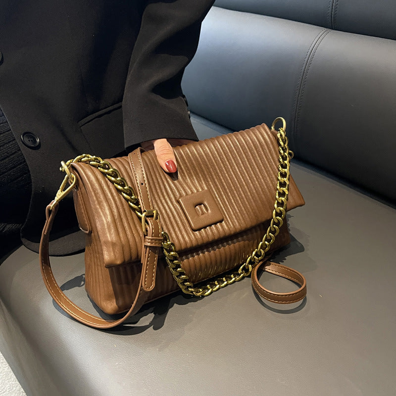 Women’s 2026 new fashion shoulder bag personality all-match women’s bag simple striped crossbody small square bag