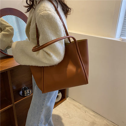 Korean style pure color sub-mother package 2026 new simple handbag tote bag high-volume fashion shoulder bag
