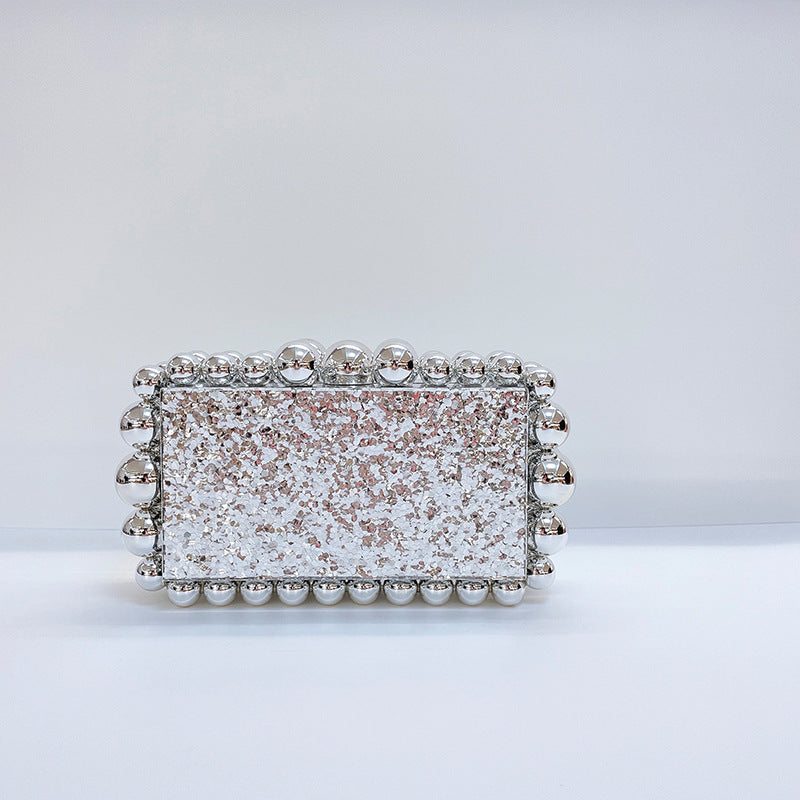 Elegant and Luxury ladies marble acrylic bead clutch handbag evening party bags prom purse
