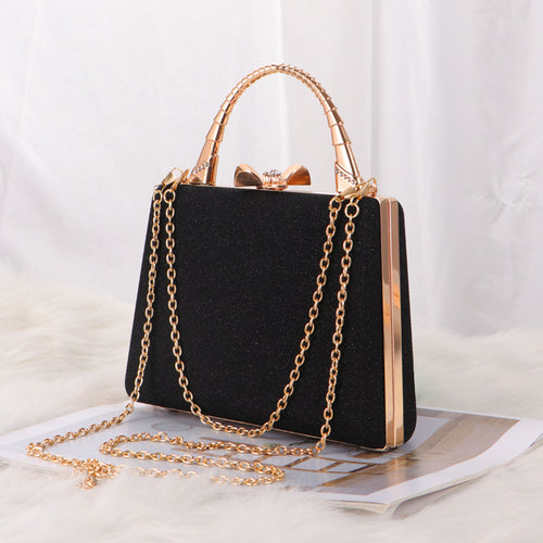 Vintage Shining Pu Clutch Bag Chain Evening Purses for Wedding Party