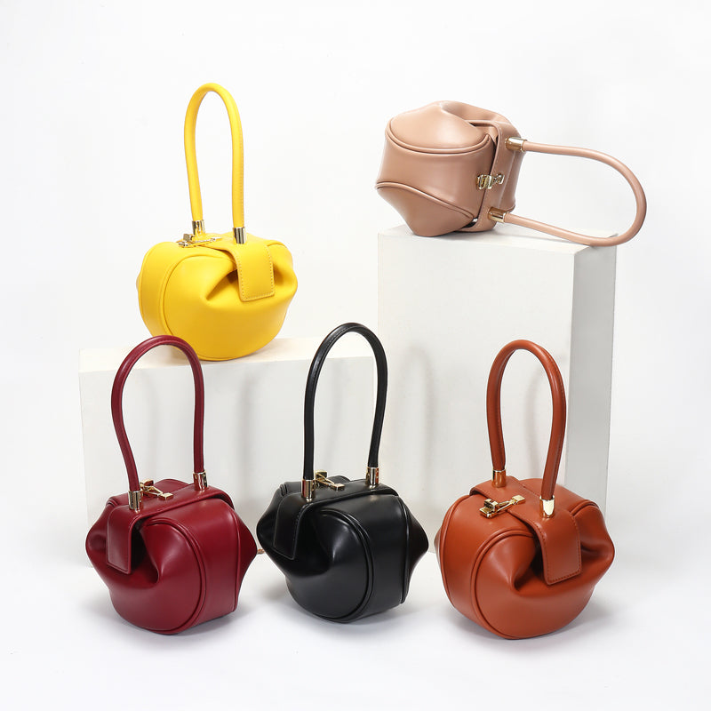 High-end genuine leather dumpling bags women fashion retro two sizes handbags