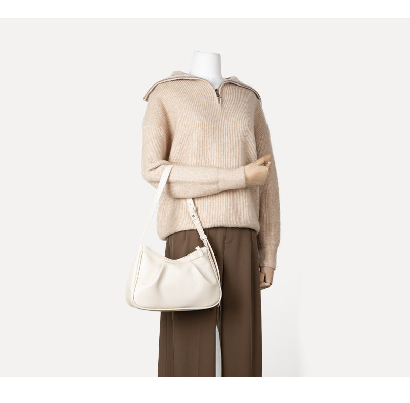 2026 new high quality PU leather women handbag niche Korean fashion portable one-shoulder armpit cloud bag for lady